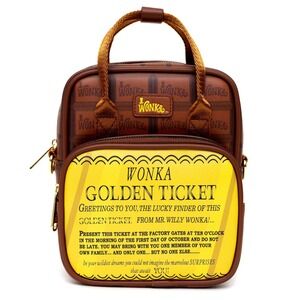 Willy Wonka Golden Ticket Mini Backpack Chocolate Bar Brown Crossbody Vegan NEW